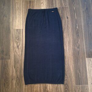 💙 Tommy Hilfiger Navy Knit Maxi Elastic Waist Skirt Size M Preppy Fall Streetwe